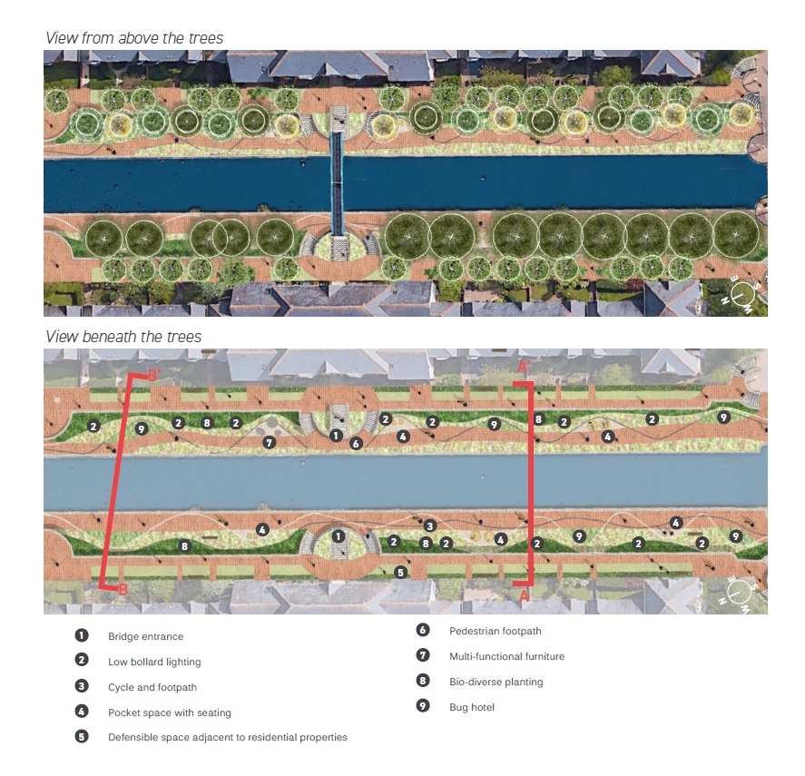 View of our design proposals for the Main Section of Mariners Canal